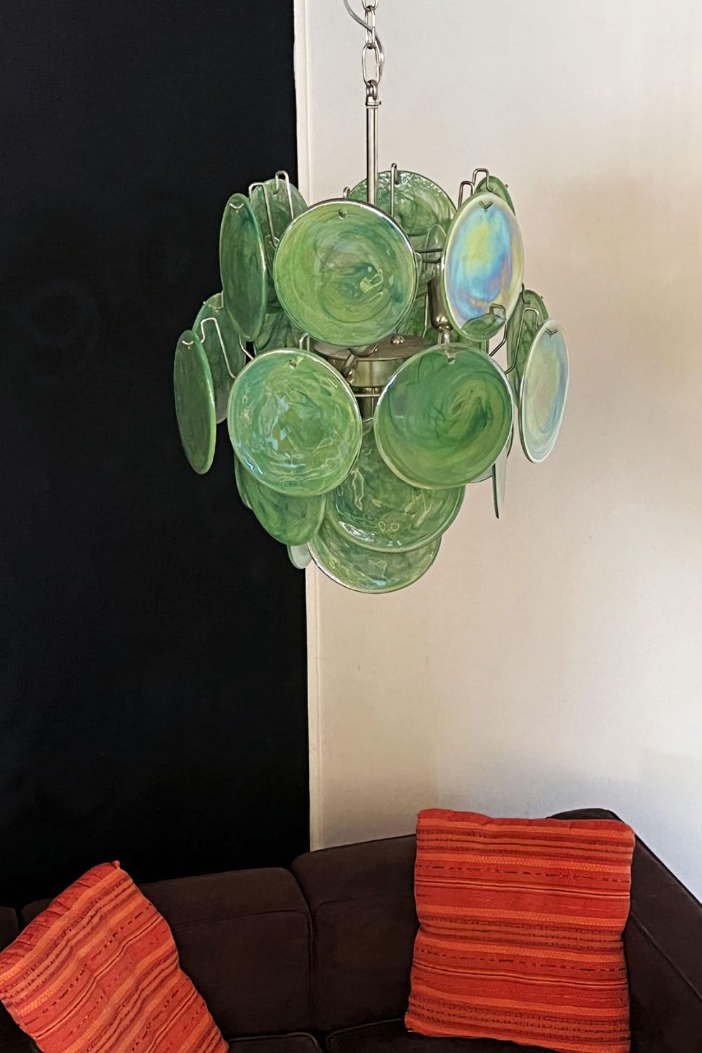 Vintage Murano Green Discs Chandelier