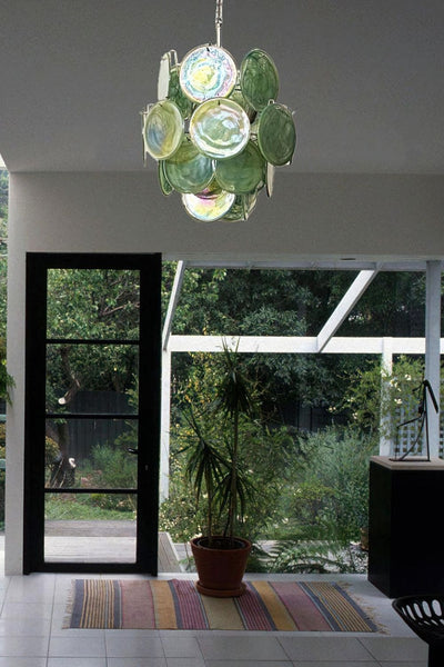 Vintage Murano Green Discs Chandelier