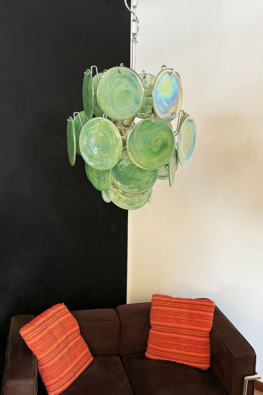 Vintage Murano Green Discs Chandelier