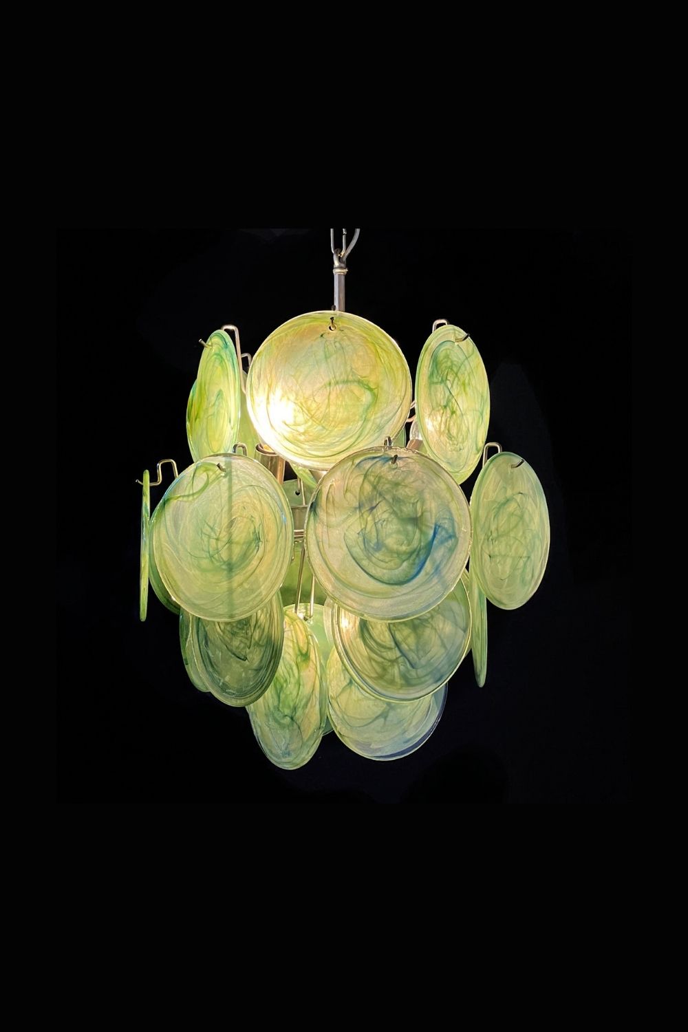 Vintage Murano Green Discs Chandelier