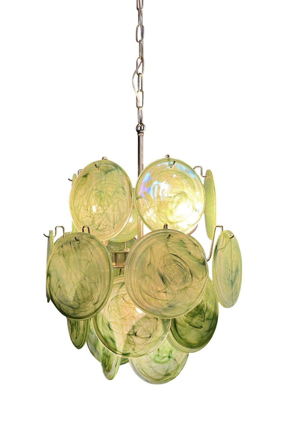 Vintage Murano Green Discs Chandelier