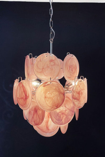 Vintage Murano Pink Discs Chandelier