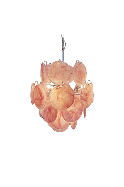 Vintage Murano Pink Discs Chandelier