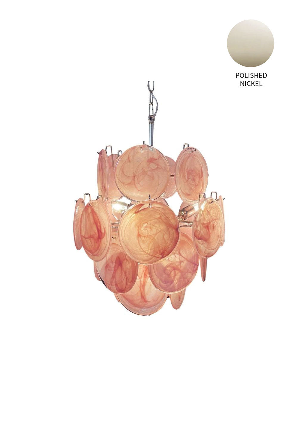 Vintage Murano Pink Discs Chandelier