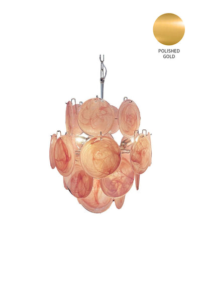 Vintage Murano Pink Discs Chandelier