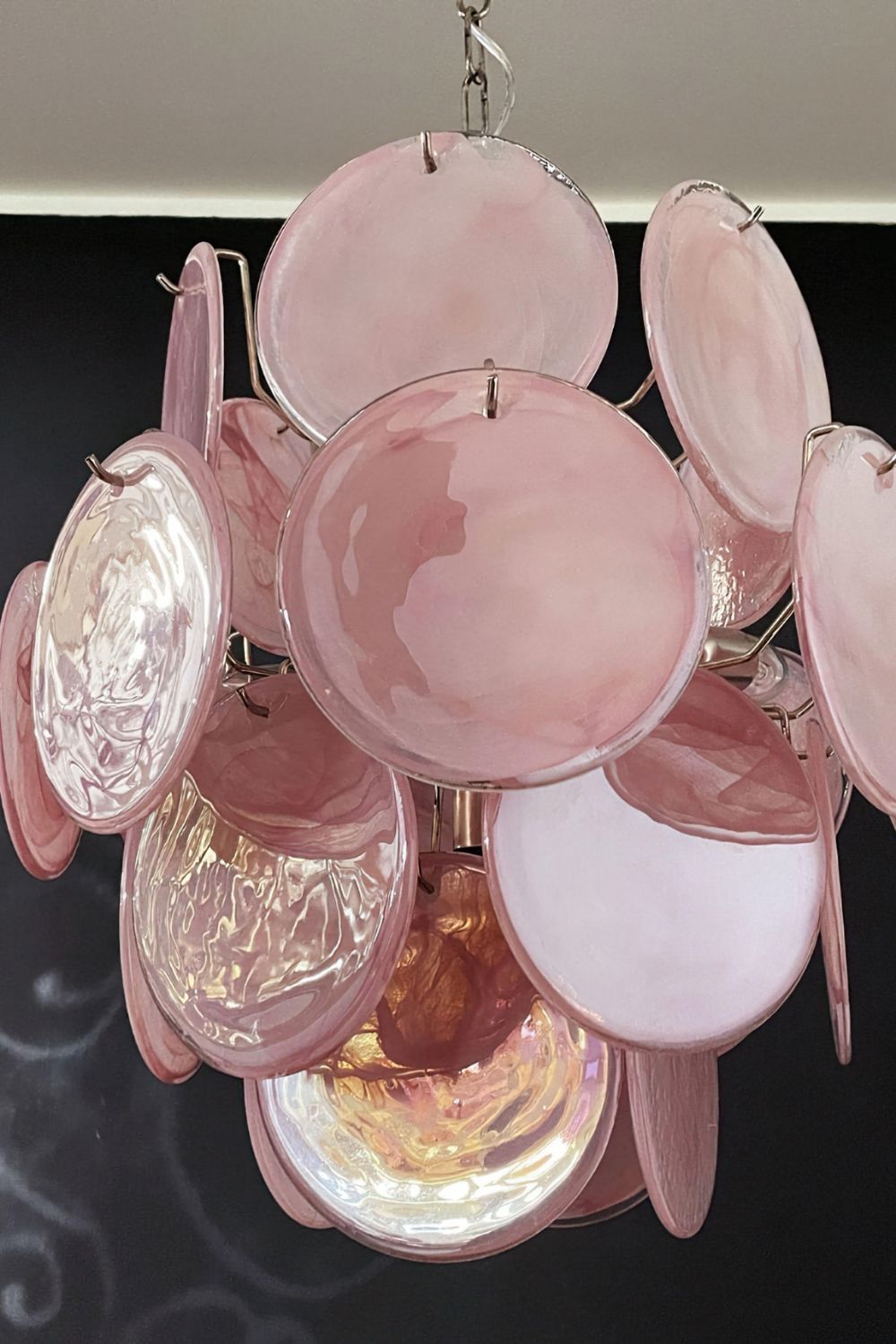 Vintage Murano Pink Discs Chandelier