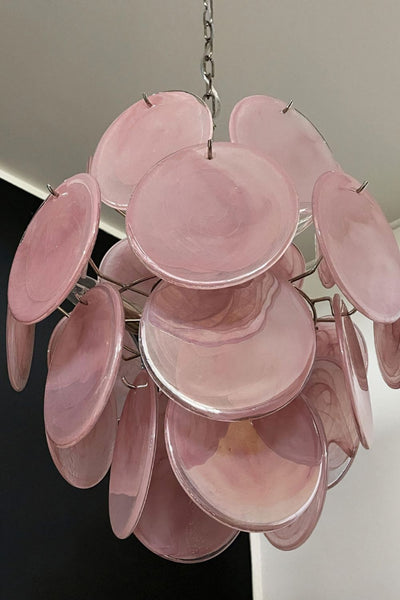 Vintage Murano Pink Discs Chandelier