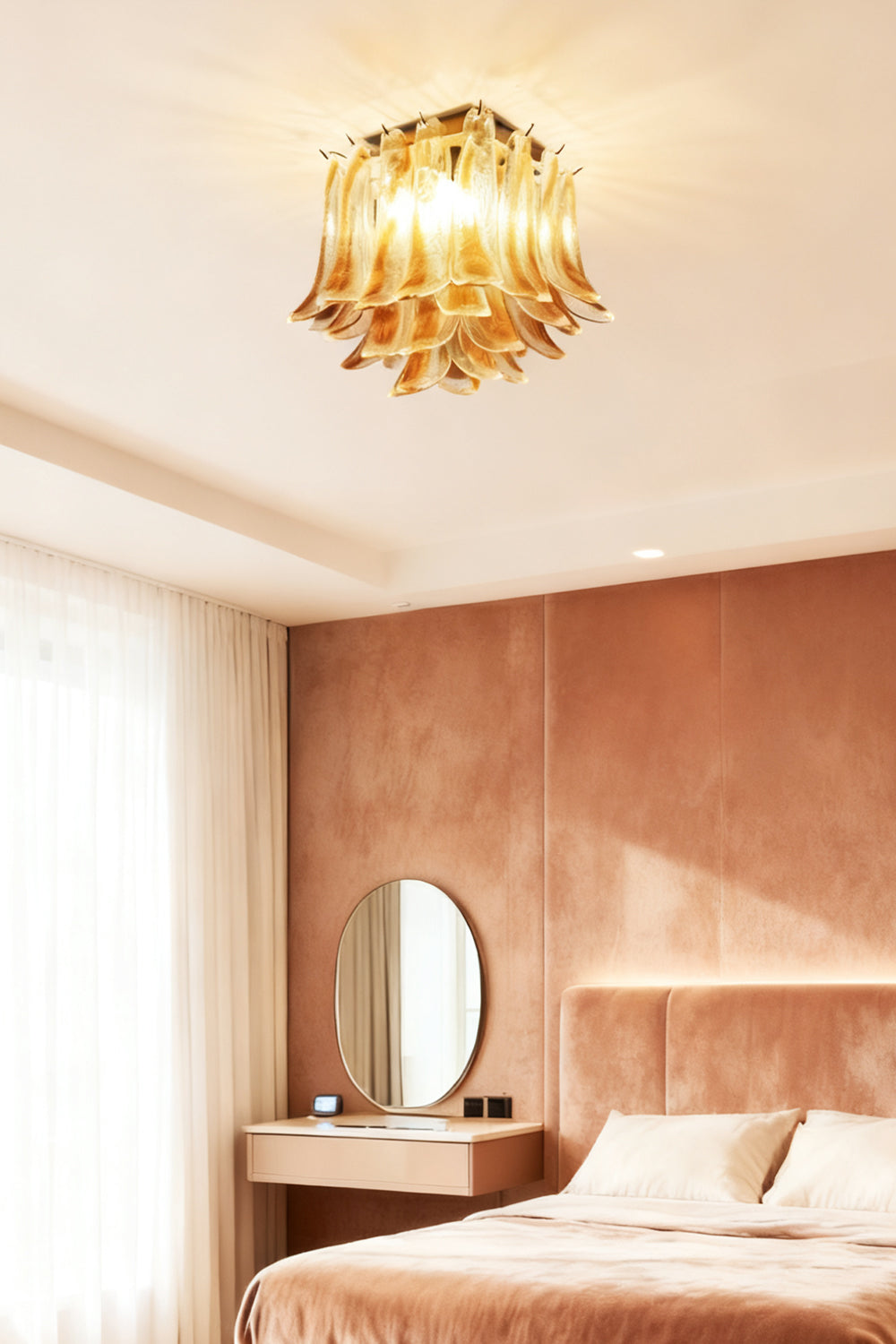 Murano Amber Glass Petal Ceiling Light