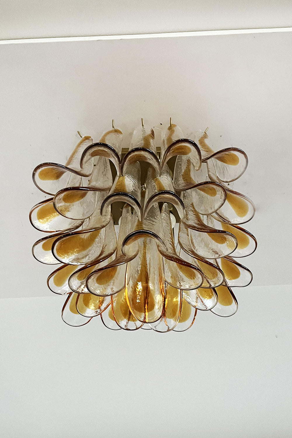 Murano Amber Glass Petal Ceiling Light