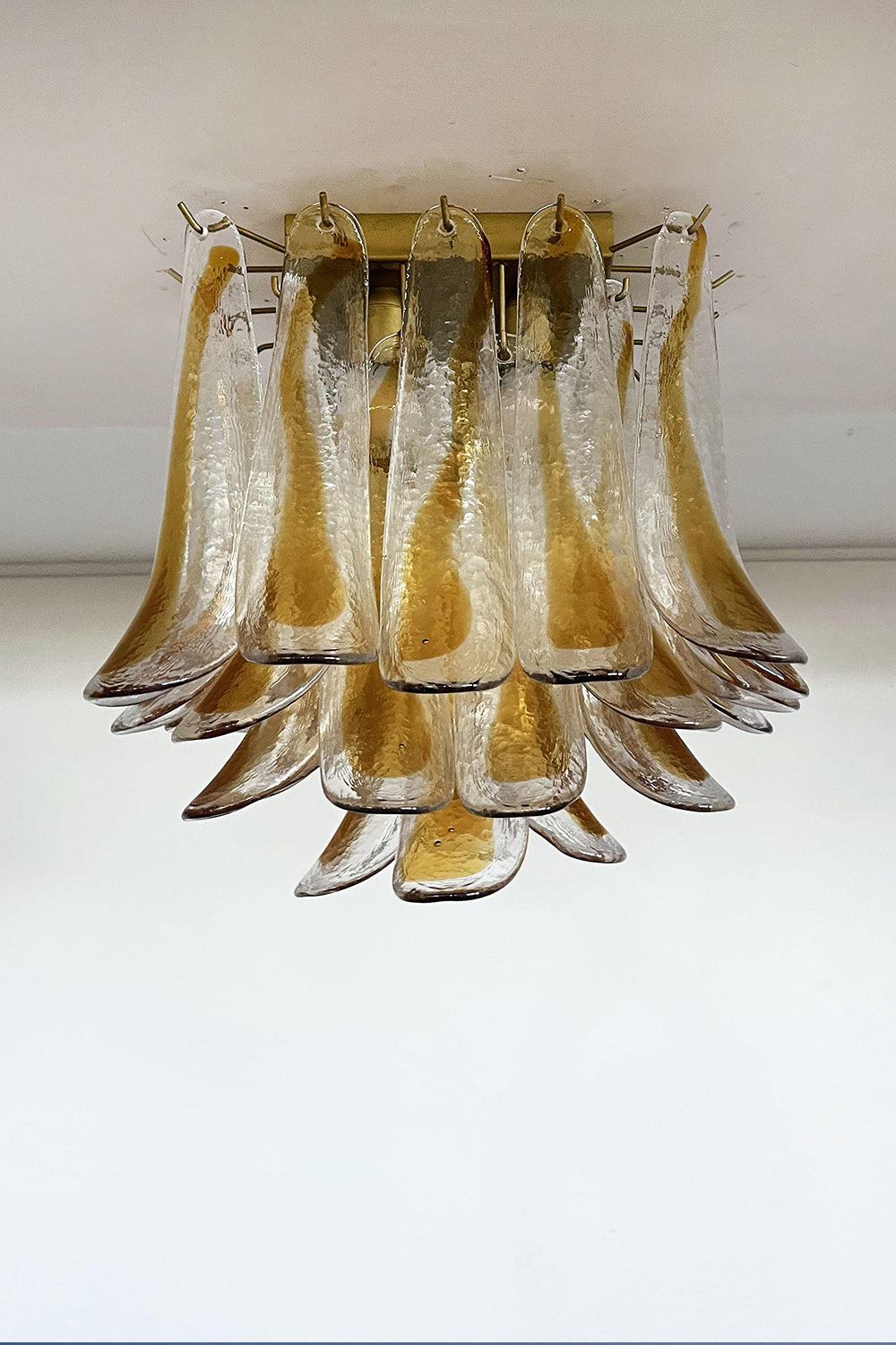 Murano Amber Glass Petal Ceiling Light