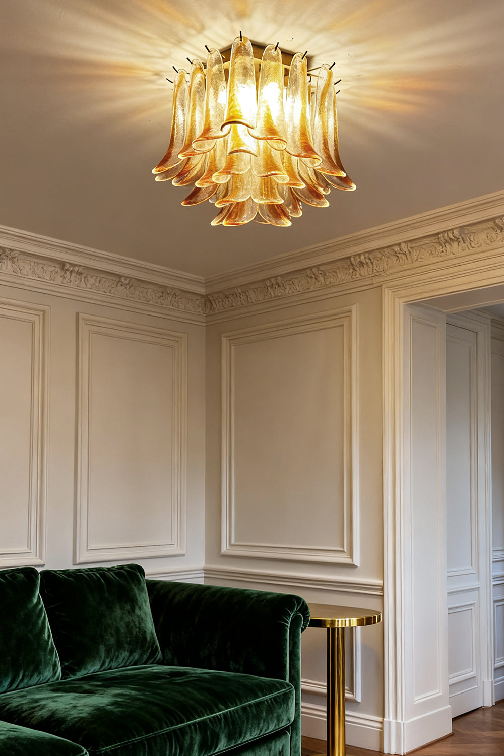 Murano Amber Glass Petal Ceiling Light