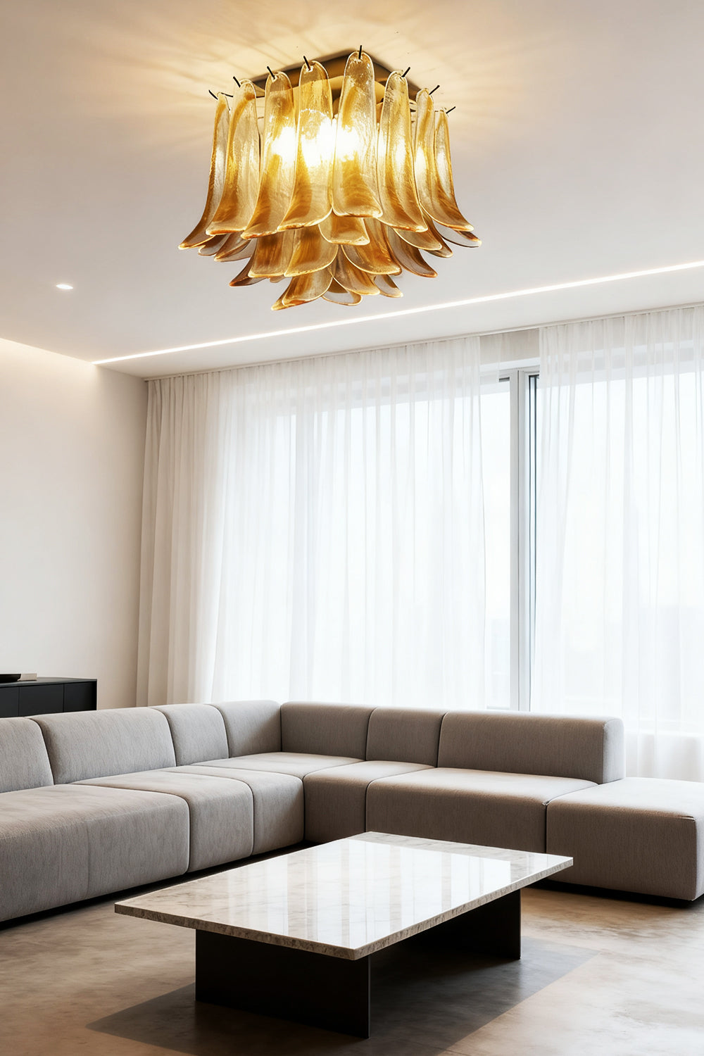 Murano Amber Glass Petal Ceiling Light