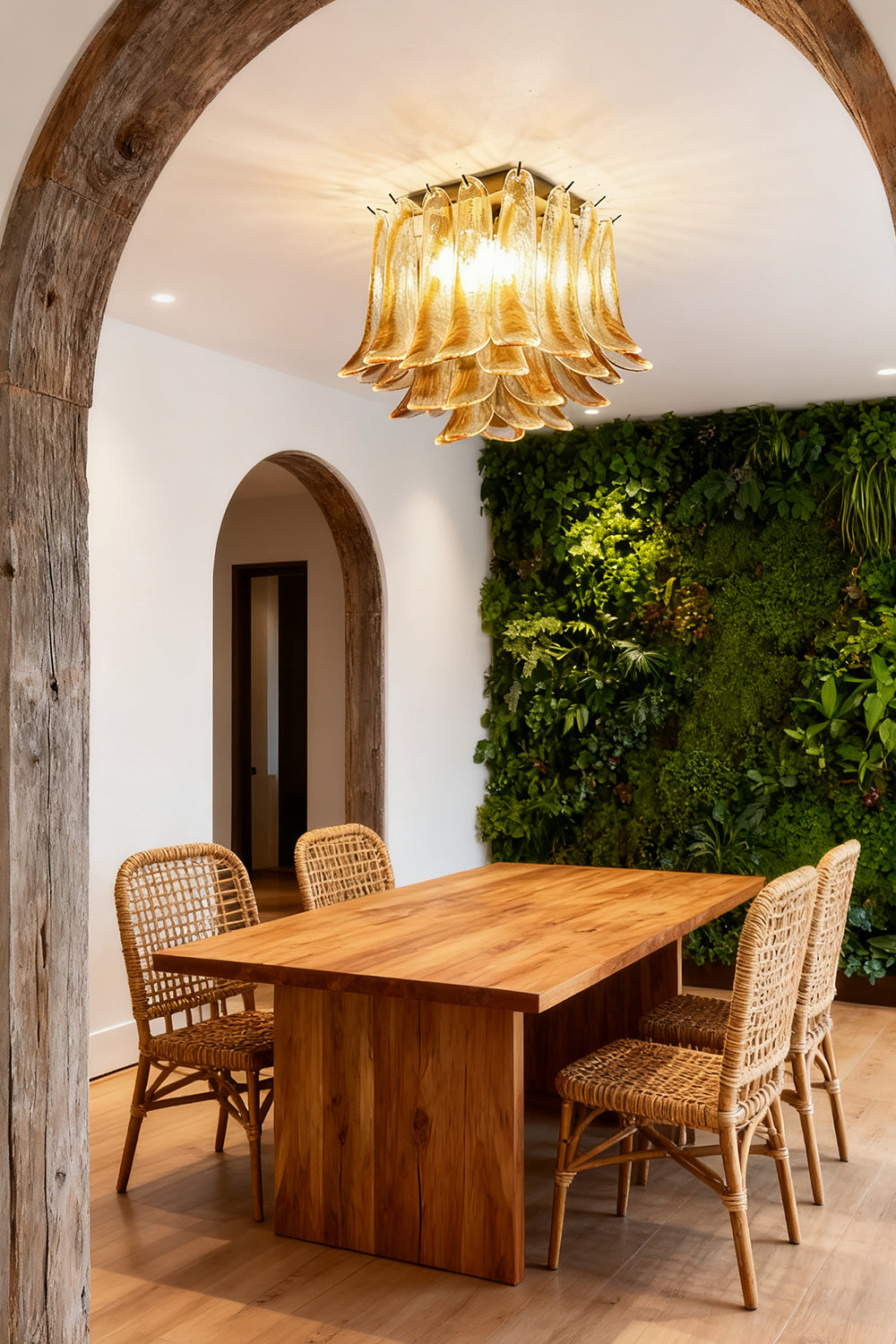 Murano Amber Glass Petal Ceiling Light