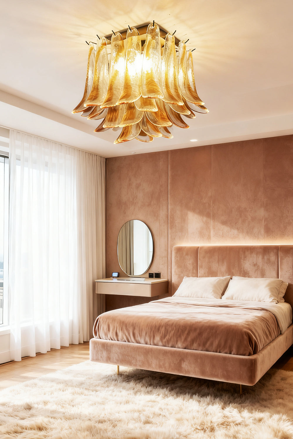 Murano Amber Glass Petal Ceiling Light