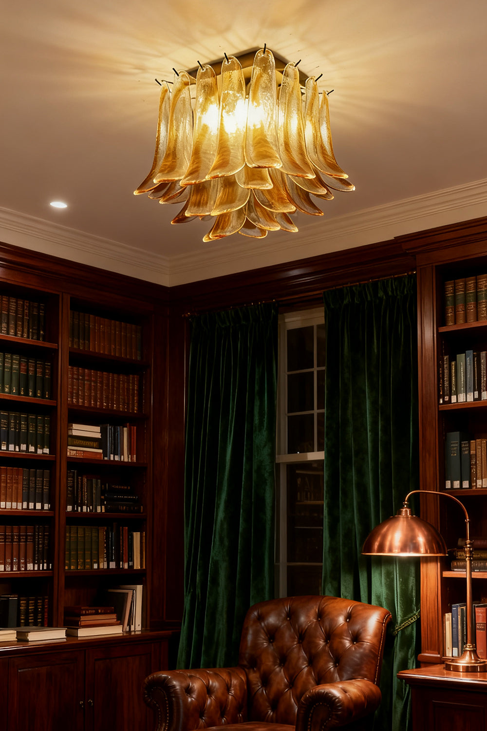 Murano Amber Glass Petal Ceiling Light