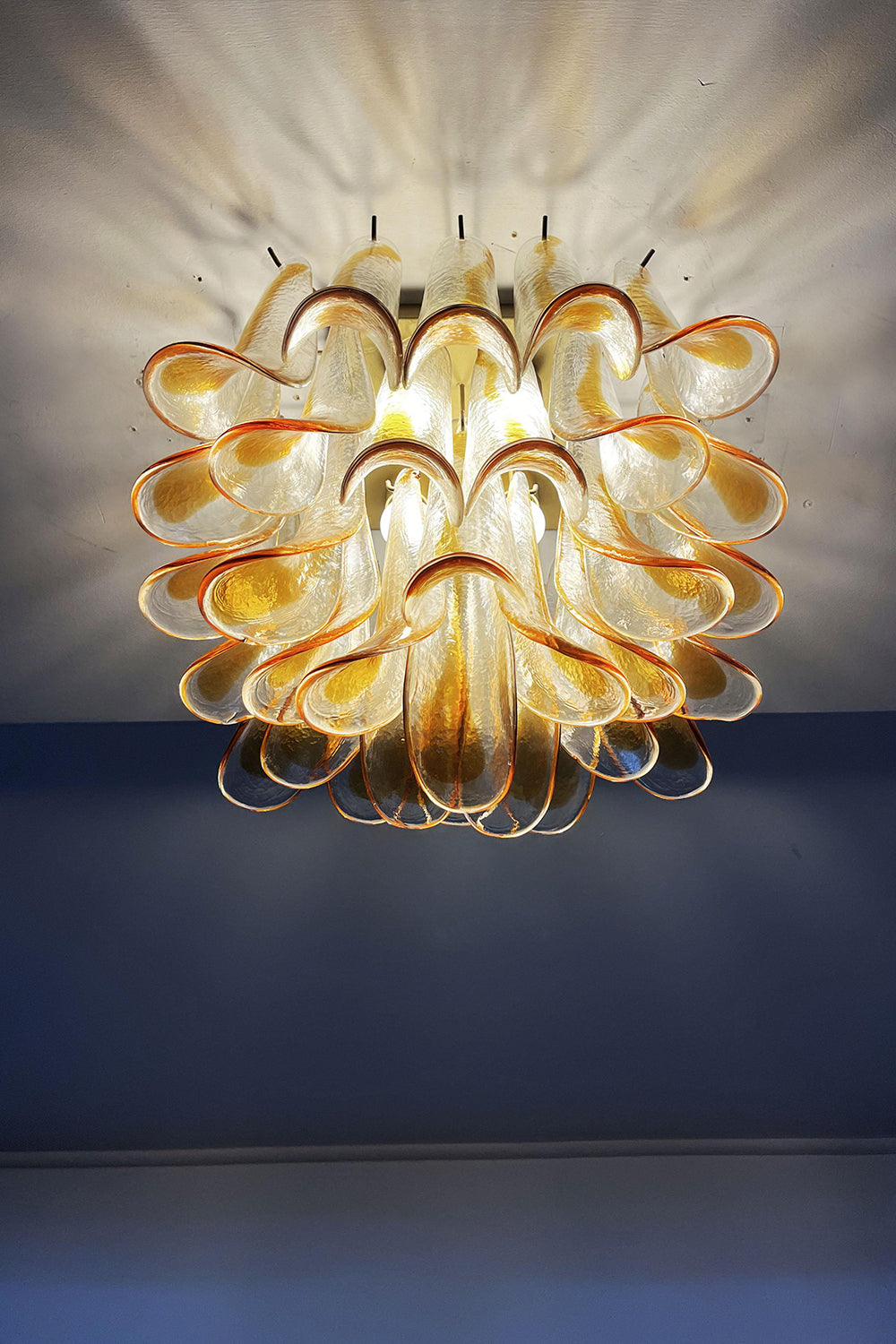 Murano Amber Glass Petal Ceiling Light