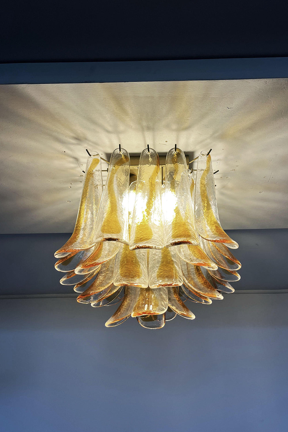 Murano Amber Glass Petal Ceiling Light