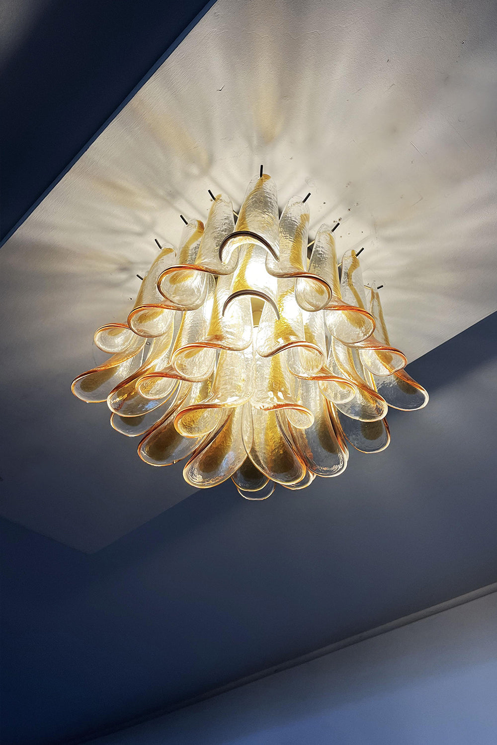 Murano Amber Glass Petal Ceiling Light