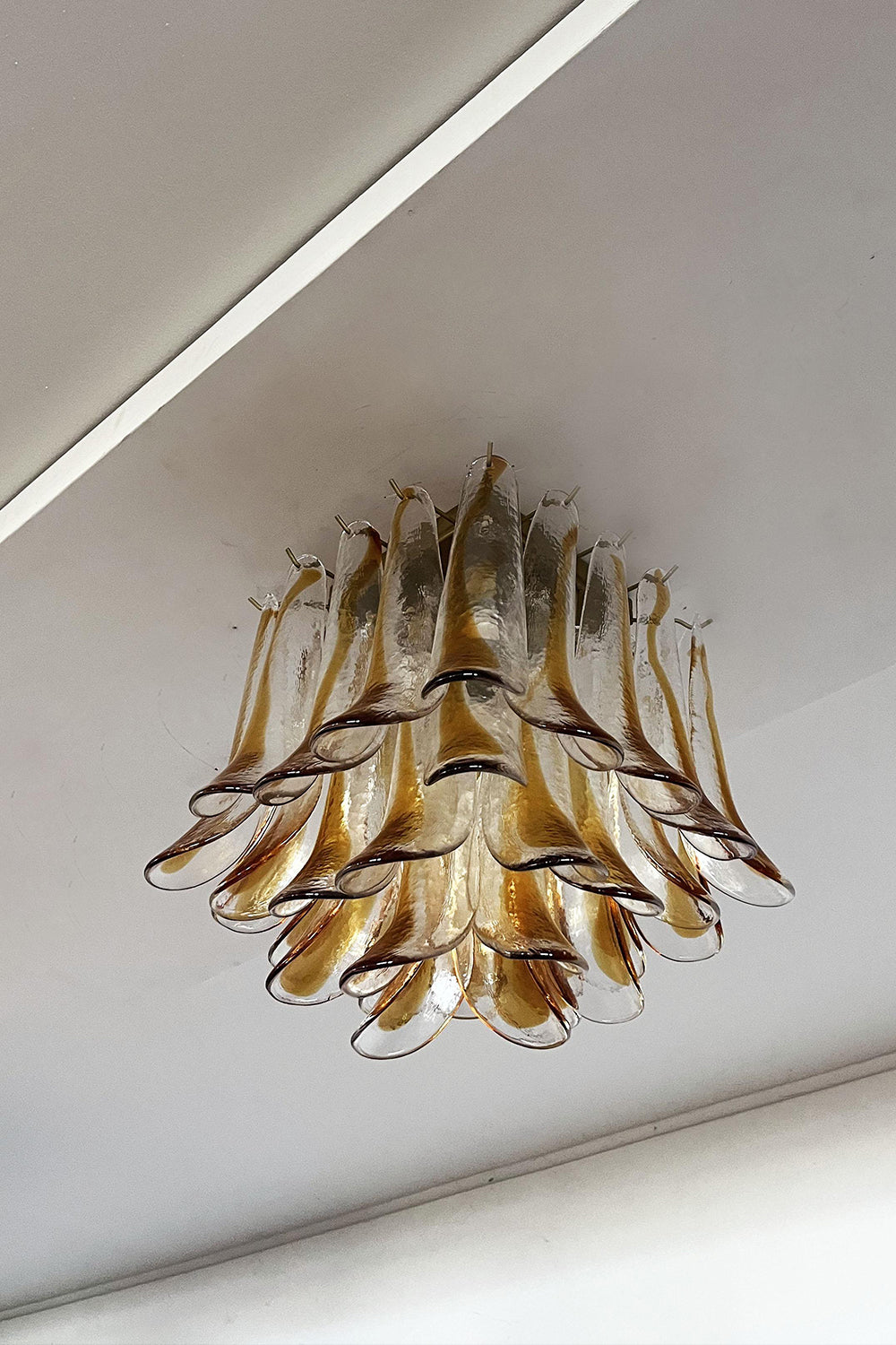 Murano Amber Glass Petal Ceiling Light