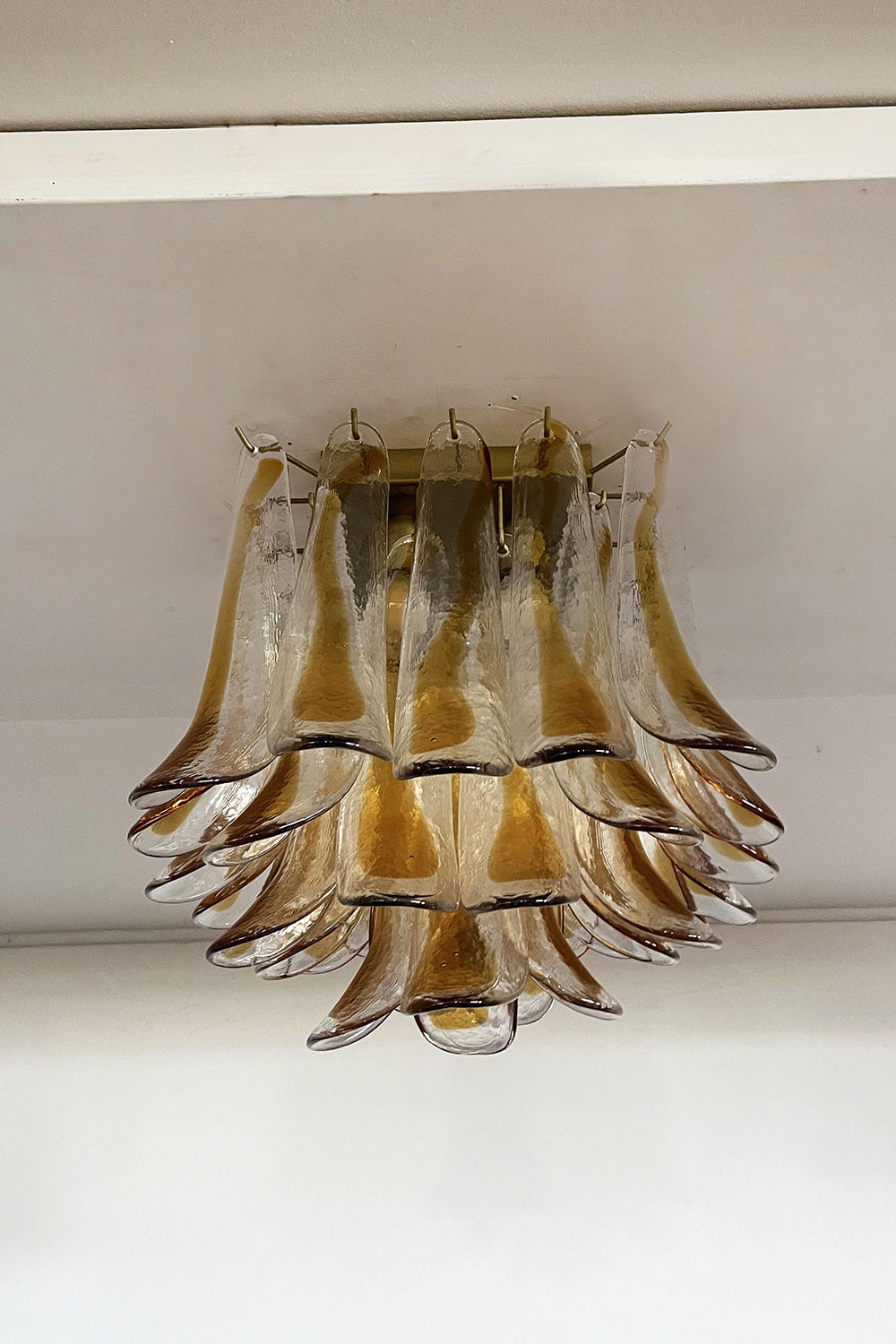 Murano Amber Glass Petal Ceiling Light