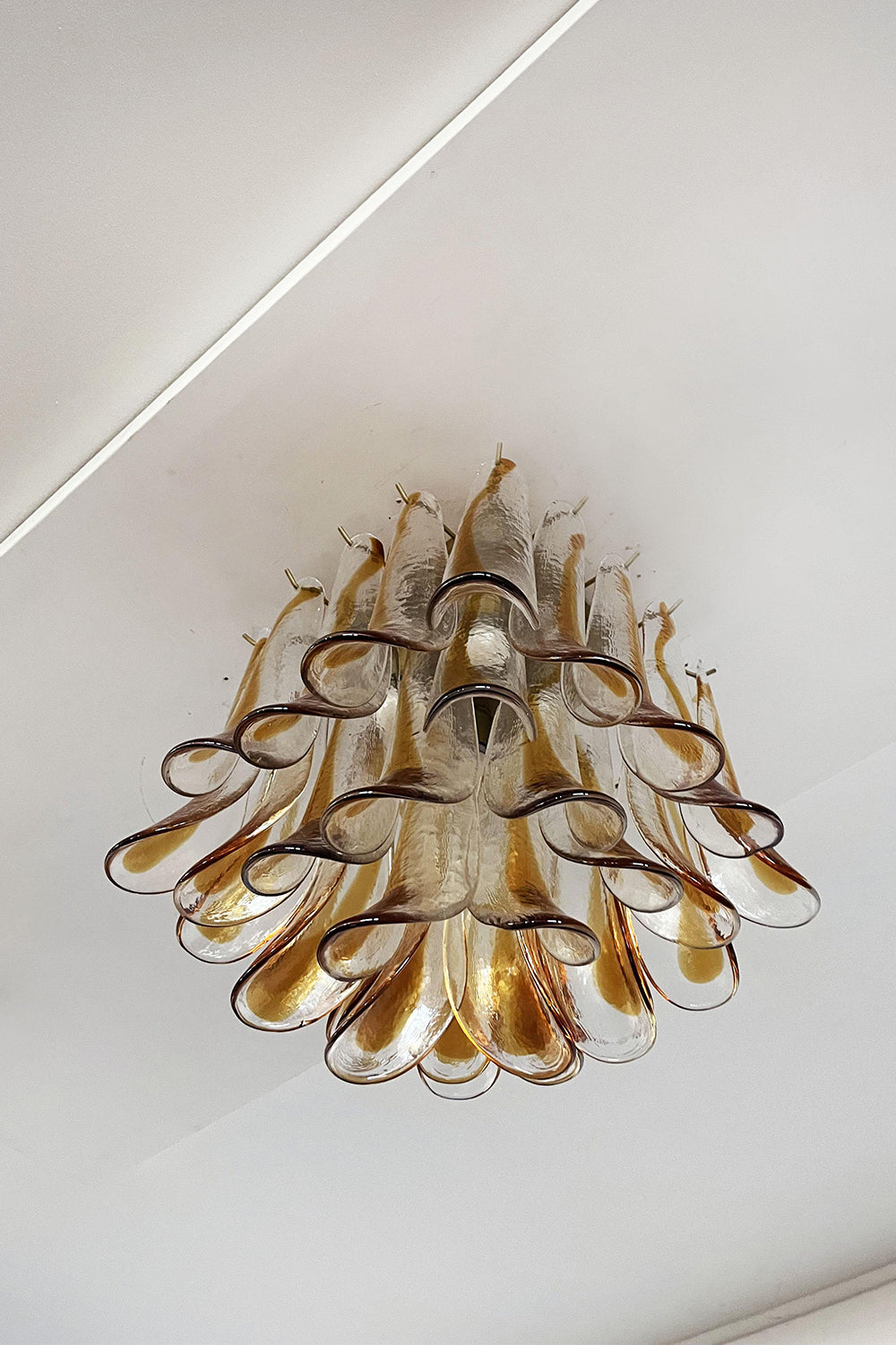 Murano Amber Glass Petal Ceiling Light