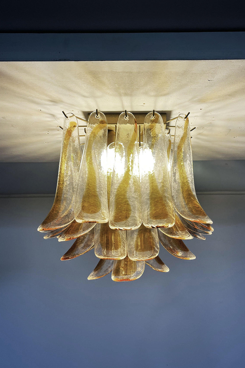Murano Amber Glass Petal Ceiling Light