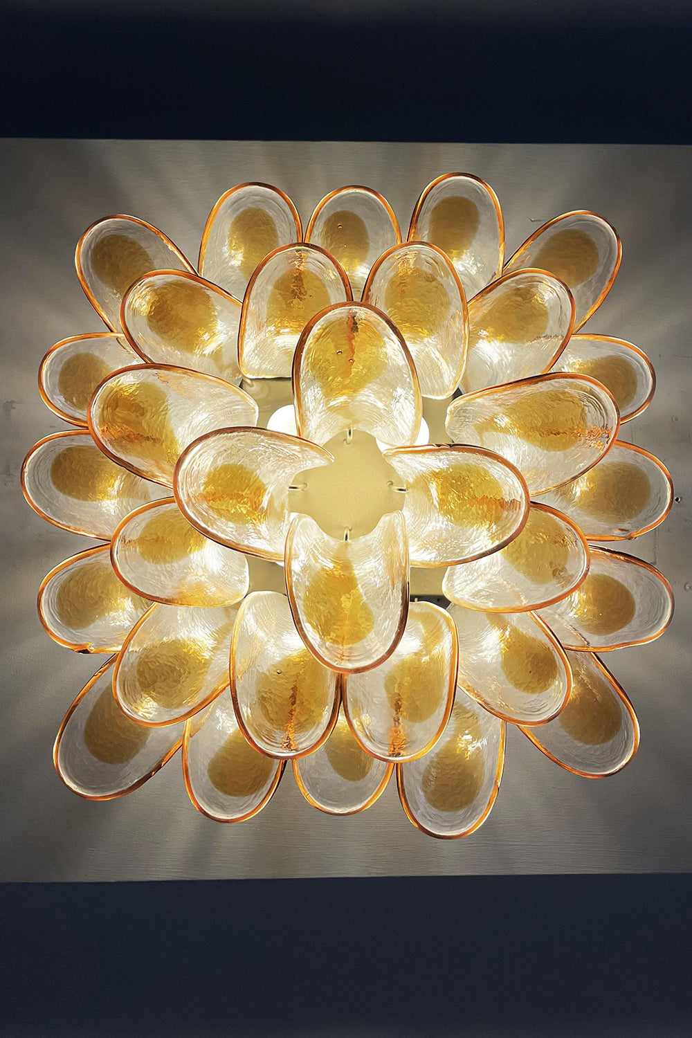 Murano Amber Glass Petal Ceiling Light