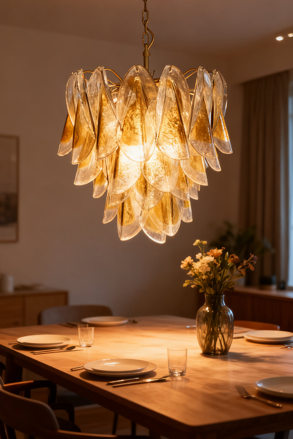 Murano Amber  Glass Swallows  Chandelier