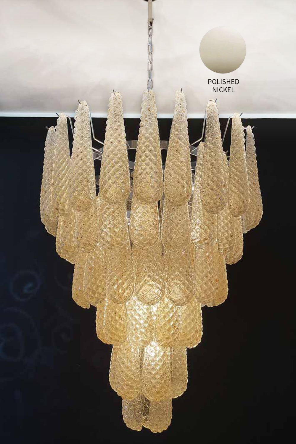 Murano Amber Teardrop Shaped Glass Chandelier