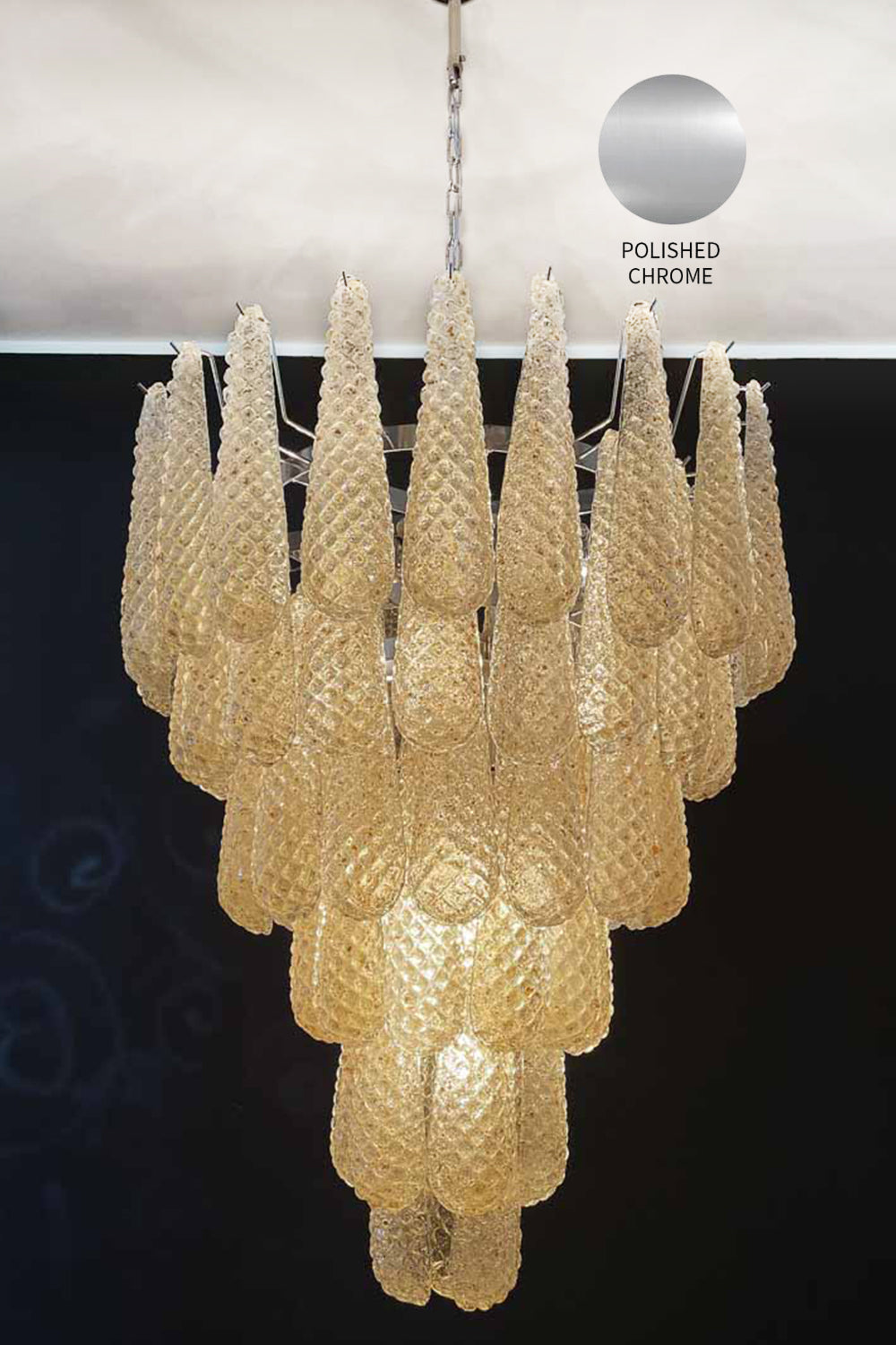 Murano Amber Teardrop Shaped Glass Chandelier