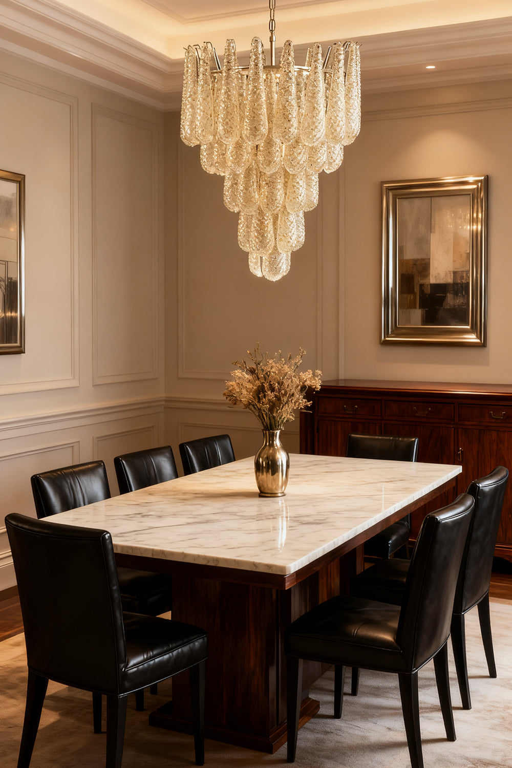 Murano Amber Teardrop Shaped Glass Chandelier
