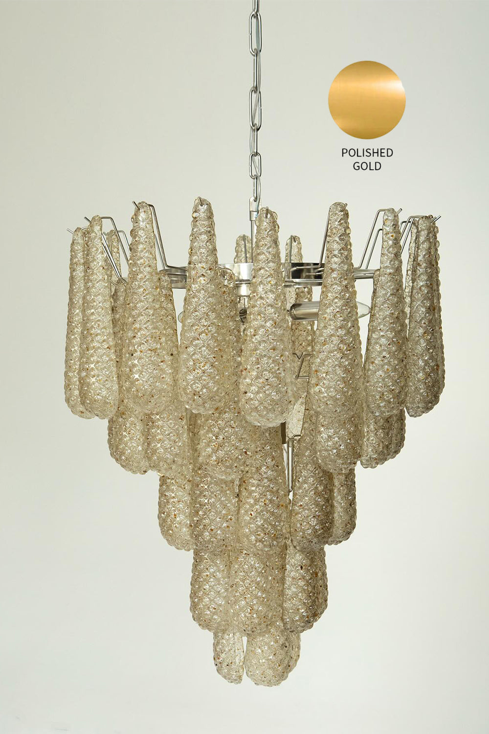 Murano Amber Teardrop Shaped Glass Chandelier