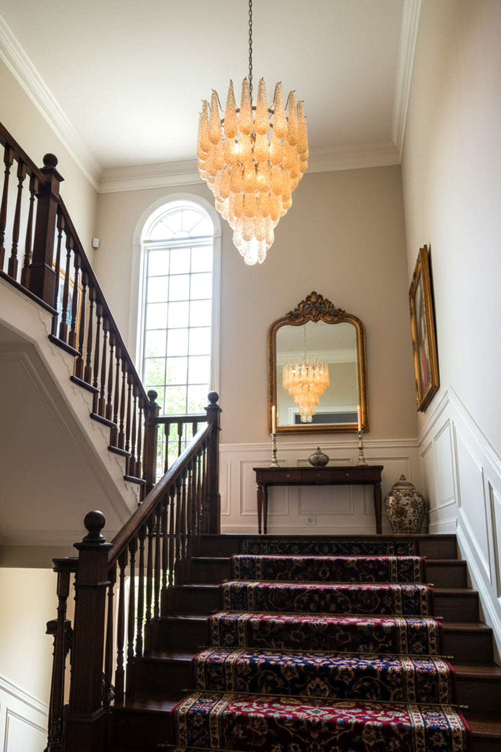 Murano Amber Teardrop Shaped Glass Chandelier