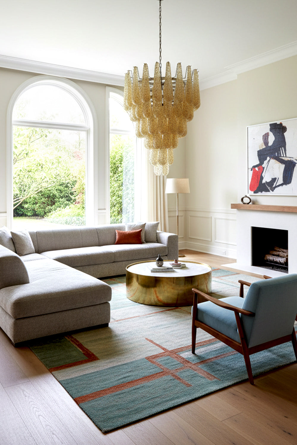 Murano Amber Teardrop Shaped Glass Chandelier