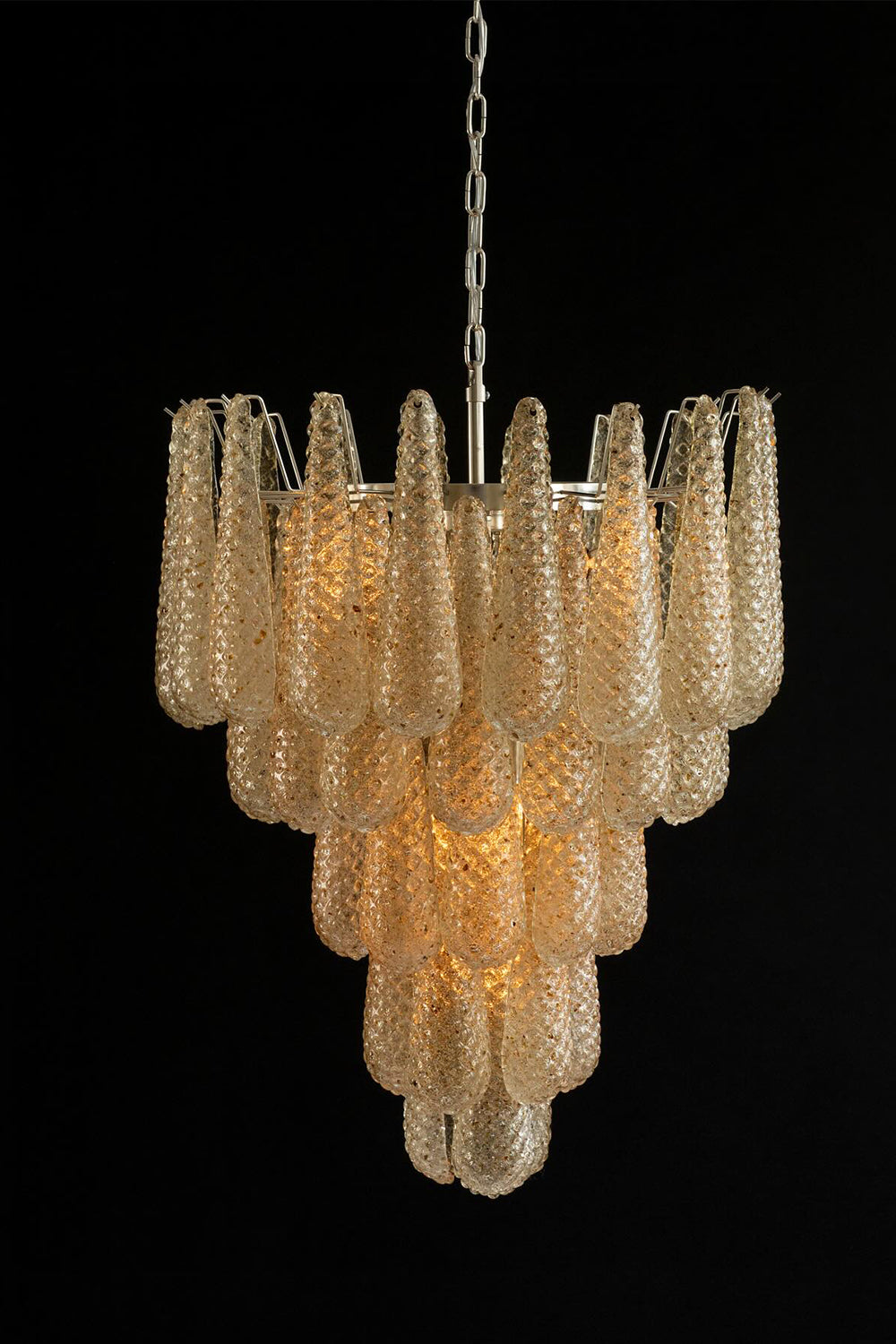 Murano Amber Teardrop Shaped Glass Chandelier
