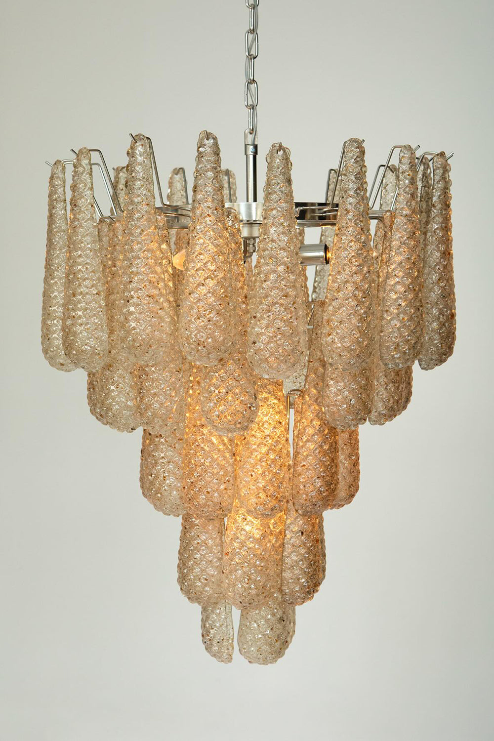 Murano Amber Teardrop Shaped Glass Chandelier