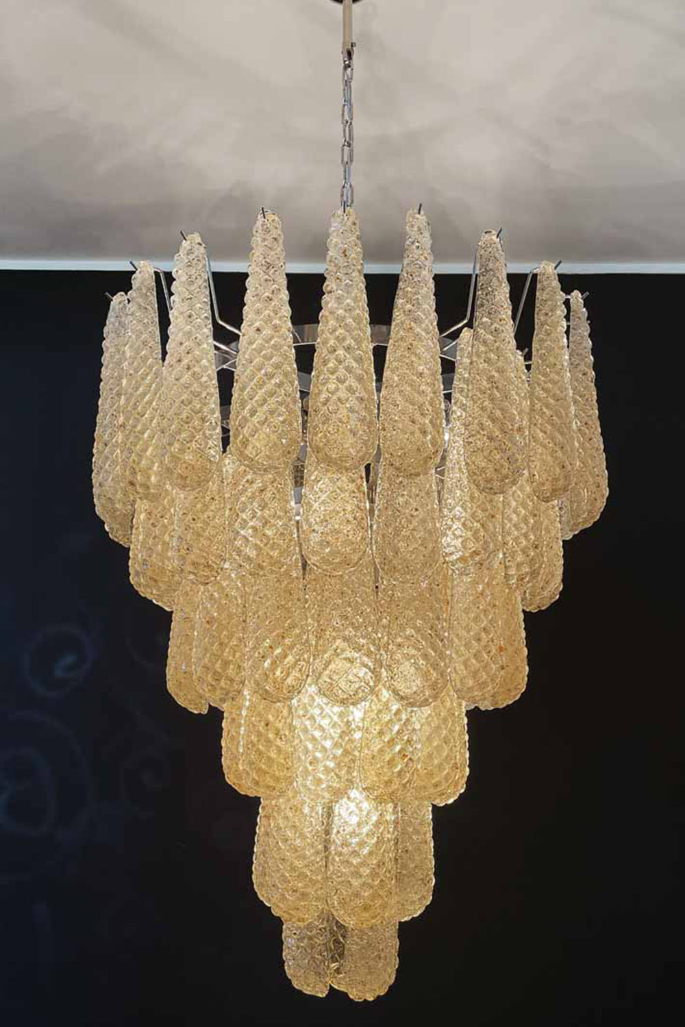 Murano Amber Teardrop Shaped Glass Chandelier