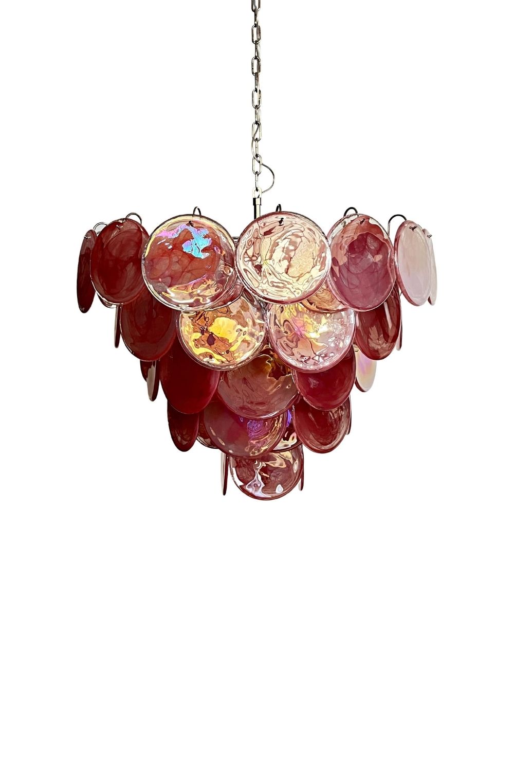 Pink Glass High Quality Murano Iridescent Chandelier