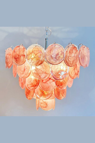 Pink Glass High Quality Murano Iridescent Chandelier