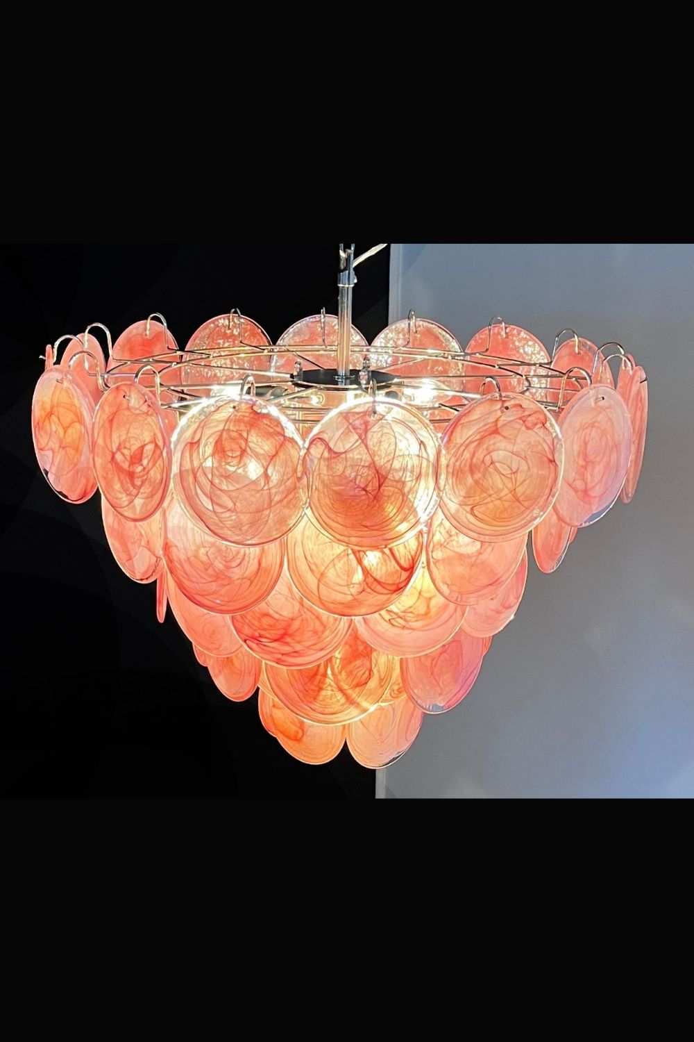 Pink Glass High Quality Murano Iridescent Chandelier