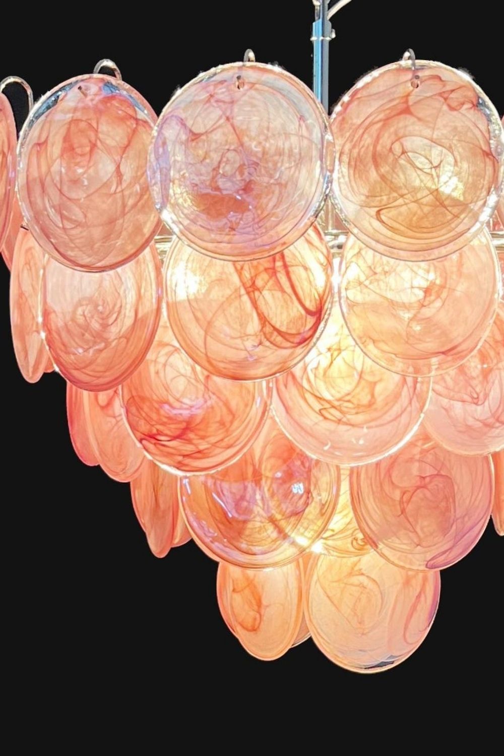 Pink Glass High Quality Murano Iridescent Chandelier