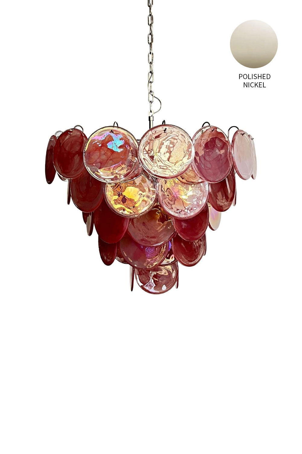 Pink Glass High Quality Murano Iridescent Chandelier