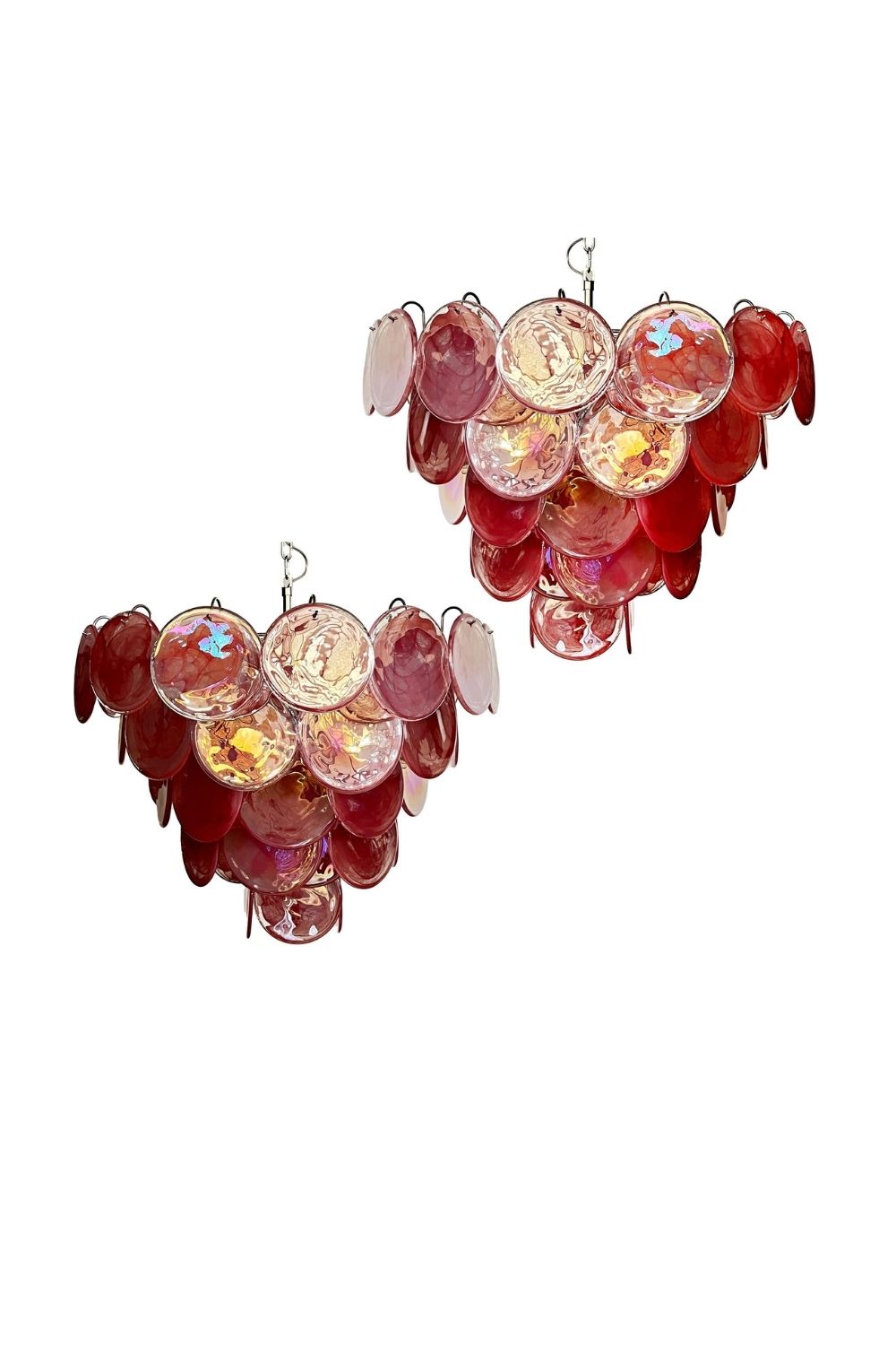 Pink Glass High Quality Murano Iridescent Chandelier