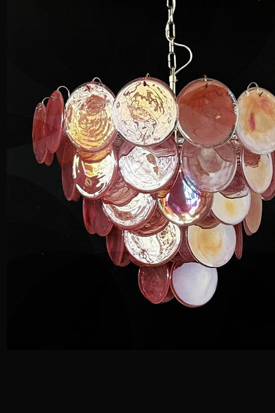 Pink Glass High Quality Murano Iridescent Chandelier