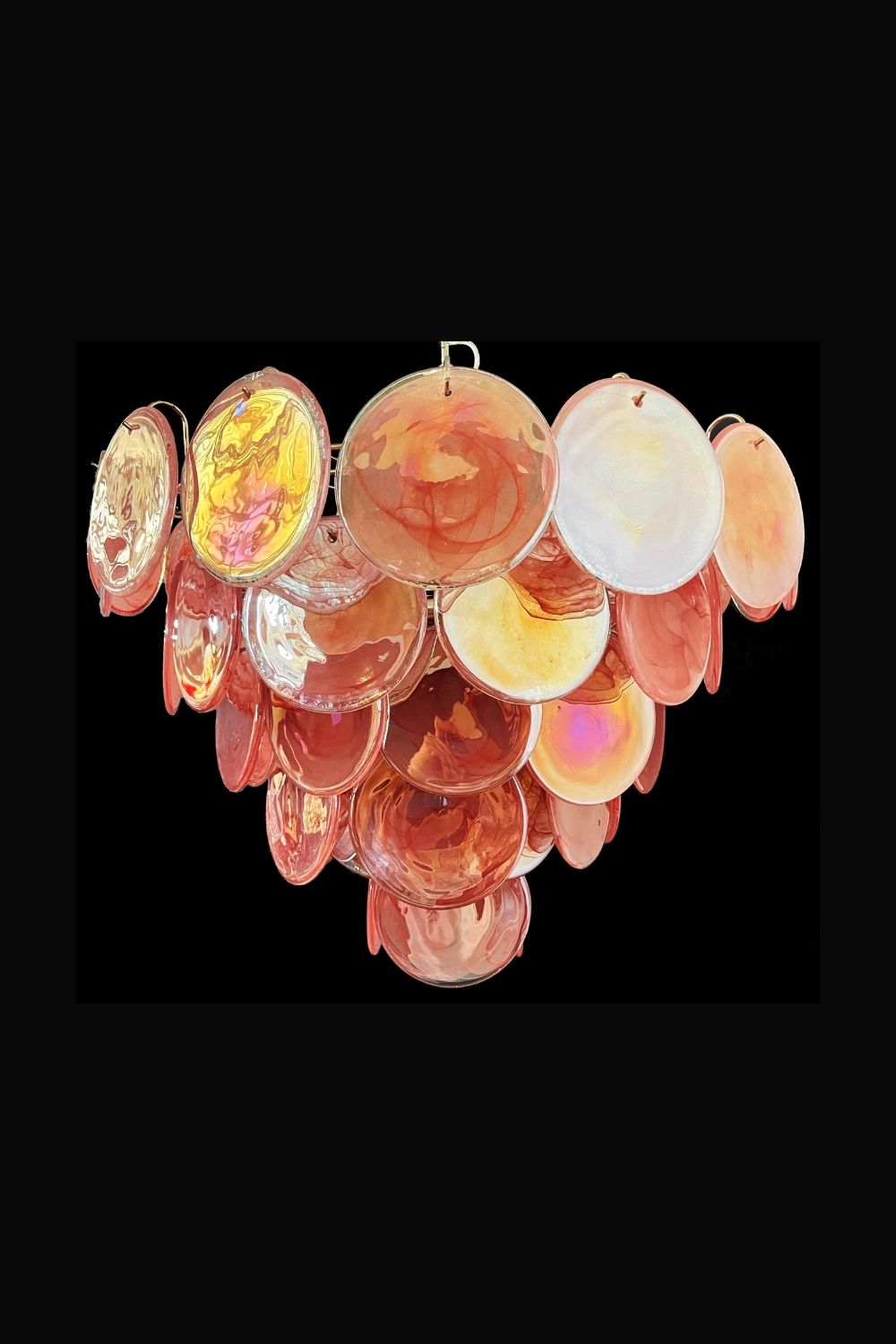 Pink Glass High Quality Murano Iridescent Chandelier