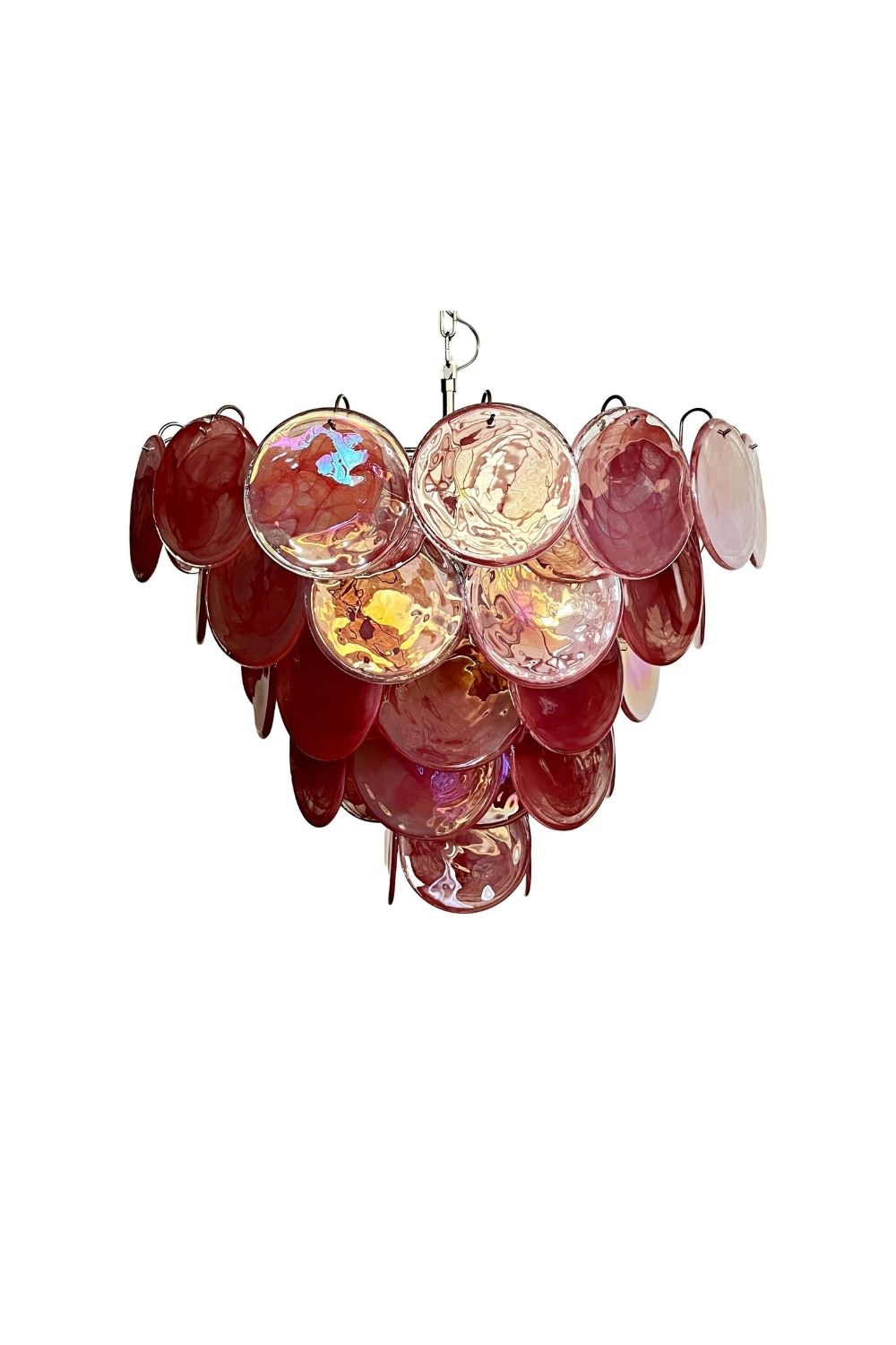 Pink Glass High Quality Murano Iridescent Chandelier