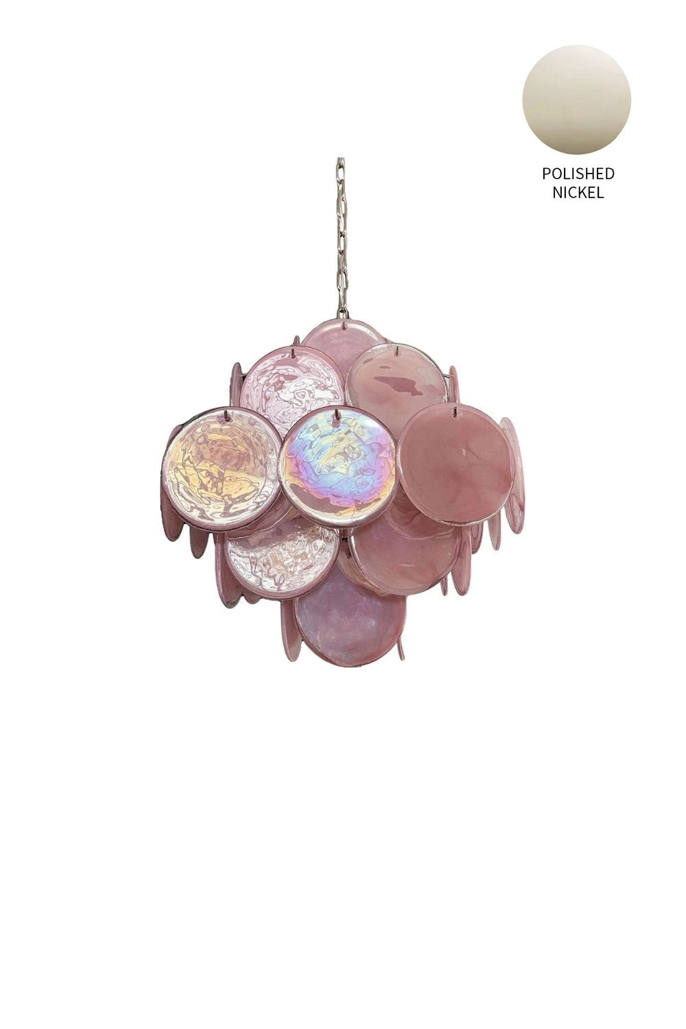 Vintage Murano Pink Glass Disks Chandelier