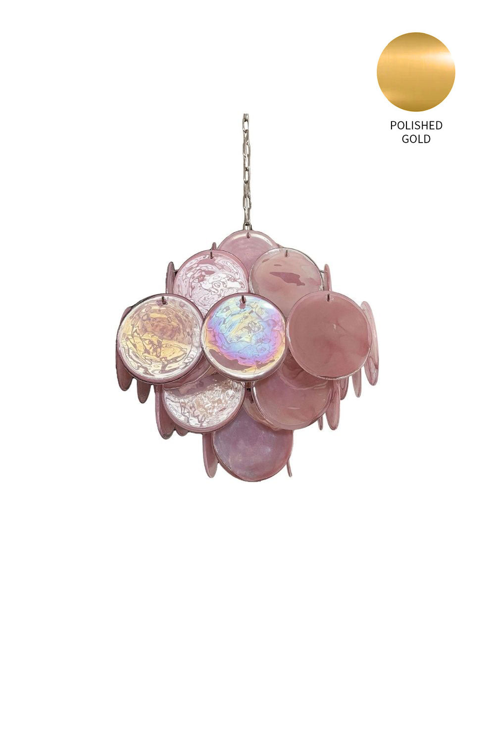 Vintage Murano Pink Glass Disks Chandelier