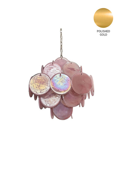 Vintage Murano Pink Glass Disks Chandelier