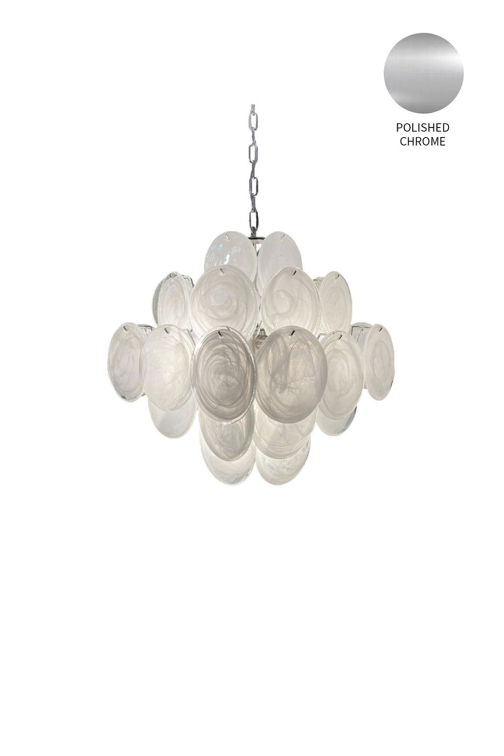 Vintage Murano White Glass Disks Chandelier